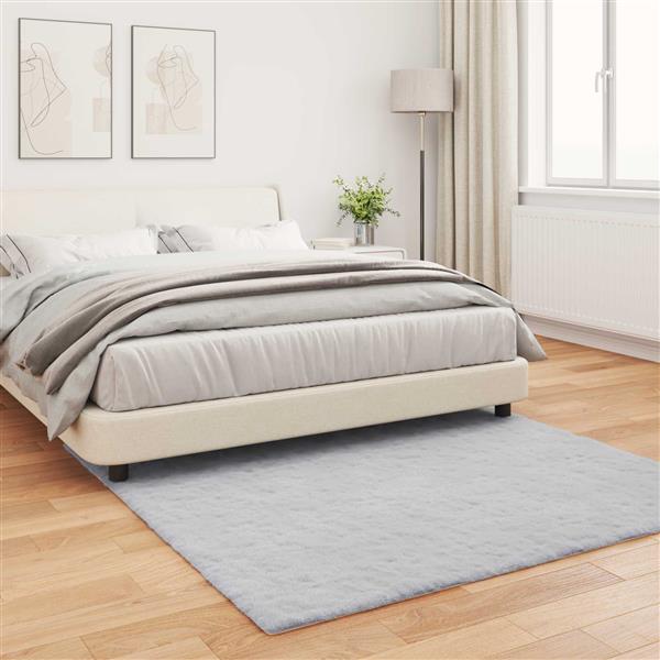 Grote foto vidaxl nep konijnenbont tapijt olite grijs 160 x 160 cm polyester huis en inrichting vloerbedekking en kleden