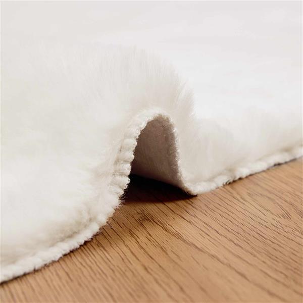 Grote foto vidaxl nep konijnenbont tapijt olite cr me 240 x 240 cm polyester huis en inrichting vloerbedekking en kleden