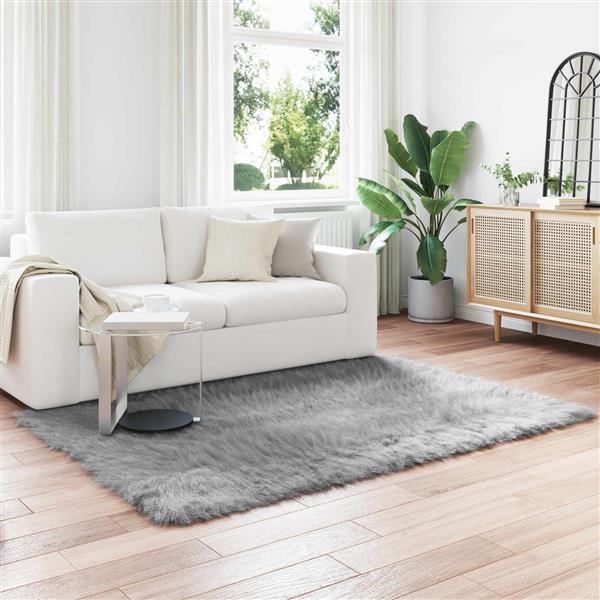 Grote foto vidaxl nep schapenvacht tapijt tafalla grijs 120 x 170 cm polyester huis en inrichting vloerbedekking en kleden