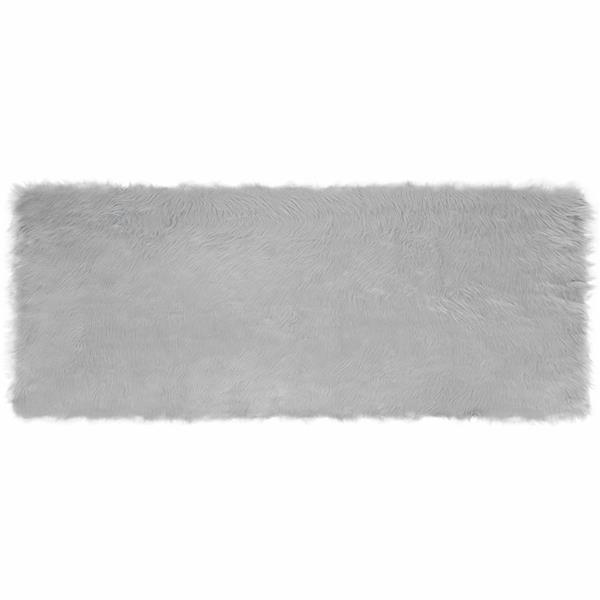Grote foto vidaxl nep schapenvacht tapijt tafalla grijs 80 x 200 cm polyester huis en inrichting vloerbedekking en kleden
