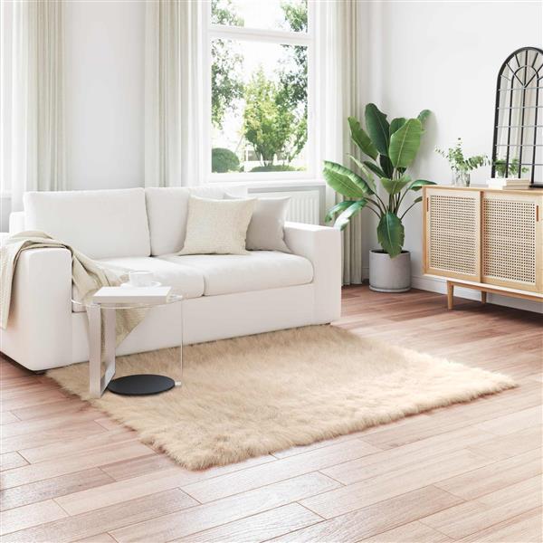 Grote foto vidaxl nep schapenvacht tapijt tafalla beige 160 x 160 cm polyester huis en inrichting vloerbedekking en kleden