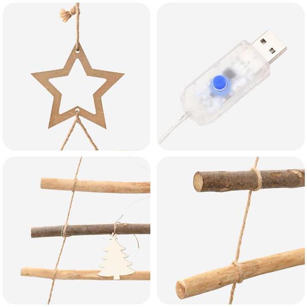 Grote foto vidaxl kerstboom met 130 led naturel 210 cm massief essenhout diversen overige diversen