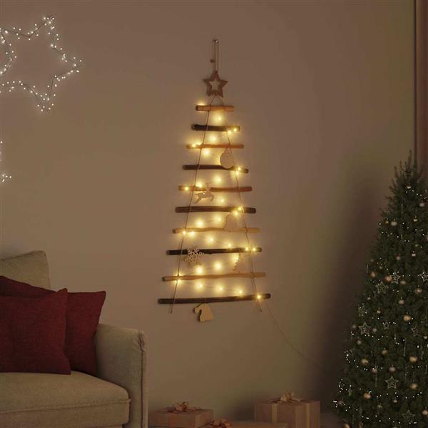 Grote foto vidaxl kerstboom met 30 led naturel 90 cm massief essenhout diversen overige diversen