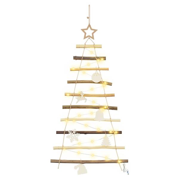Grote foto vidaxl kerstboom met 30 led naturel 90 cm massief essenhout diversen overige diversen