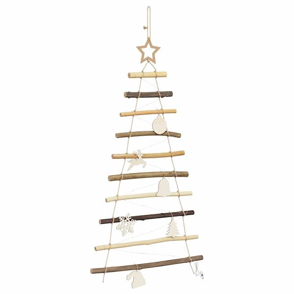 Grote foto vidaxl kerstboom met 30 led naturel 90 cm massief essenhout diversen overige diversen