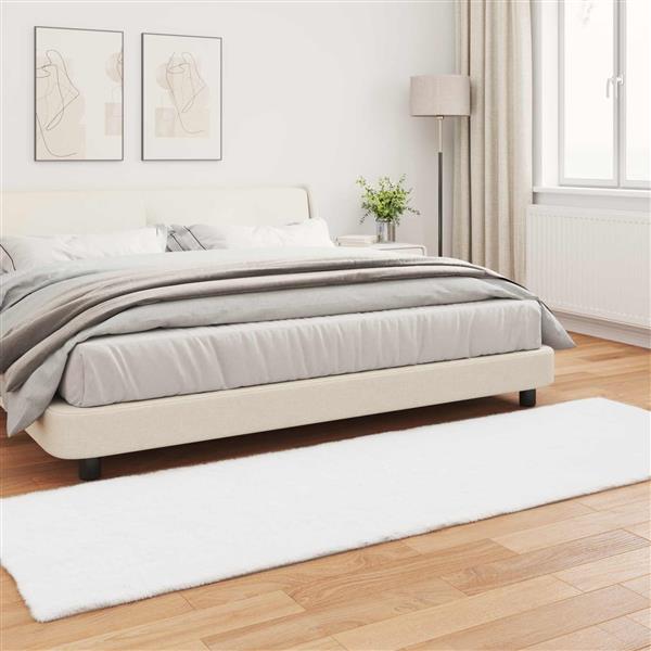 Grote foto vidaxl nep konijnenbont tapijt olite wit 80 x 250 cm polyester huis en inrichting vloerbedekking en kleden