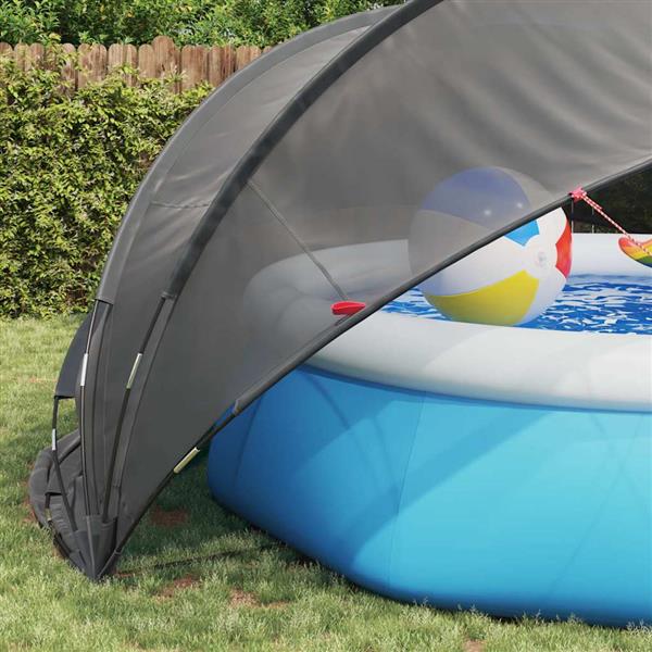 Grote foto vidaxl pooldome zwart 430 x 430 x 210 cm 185t polyester met pu coating tuin en terras zwembaden toebehoren