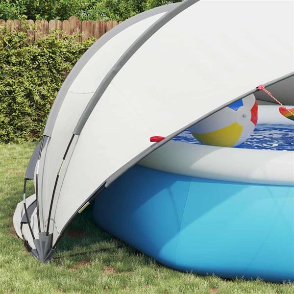 Grote foto vidaxl pooldome grijs en oranje 430 x 430 x 210 cm tuin en terras zwembaden toebehoren