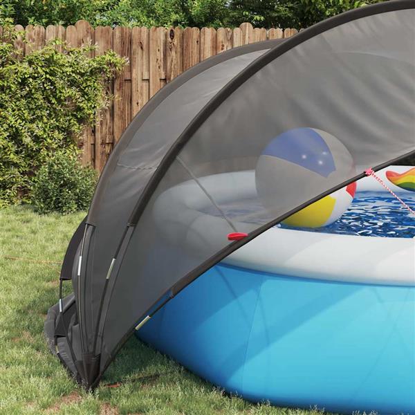 Grote foto vidaxl pooldome zwart 405 x 405 x 192 cm 185t polyester met pu coating tuin en terras zwembaden toebehoren
