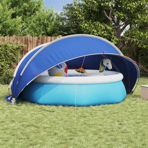 Grote foto vidaxl pooldome blauw 405 x 405 x 192 cm 185t polyester met pu coating tuin en terras zwembaden toebehoren