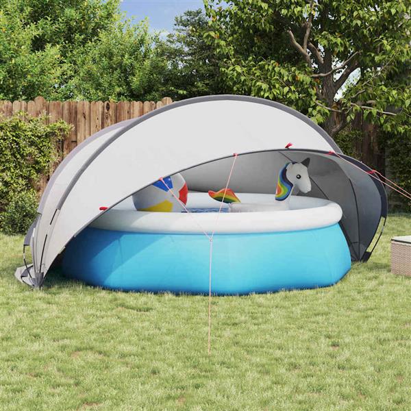Grote foto vidaxl pooldome grijs en oranje 405 x 405 x 192 cm tuin en terras zwembaden toebehoren