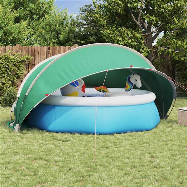 Grote foto vidaxl pooldome groen 405 x 405 x 192 cm 185t polyester met pu coating tuin en terras zwembaden toebehoren
