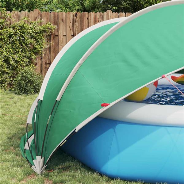 Grote foto vidaxl pooldome groen 405 x 405 x 192 cm 185t polyester met pu coating tuin en terras zwembaden toebehoren