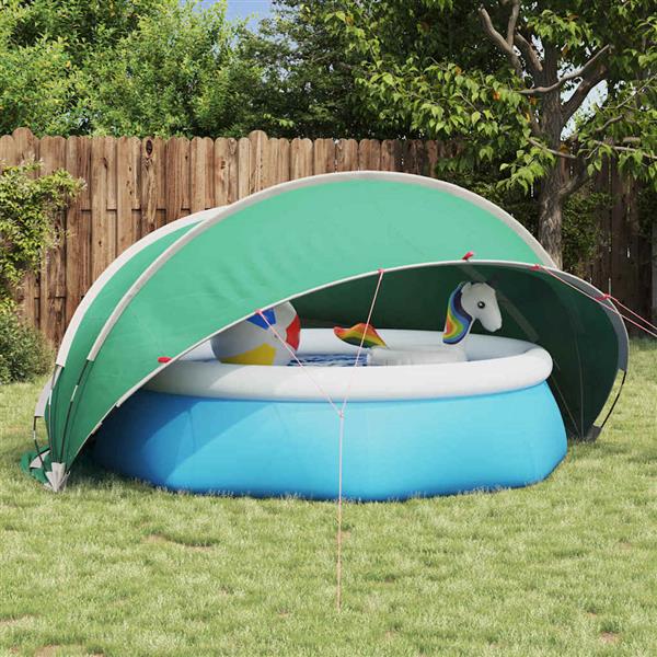 Grote foto vidaxl pooldome groen 336 x 322 x 160 cm 185t polyester met pu coating tuin en terras zwembaden toebehoren