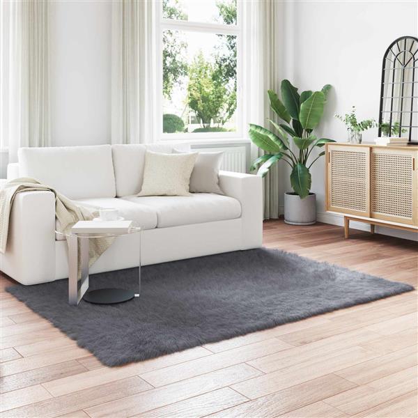 Grote foto vidaxl nep schapenvacht tapijt tafalla antraciet 140 x 200 cm huis en inrichting vloerbedekking en kleden