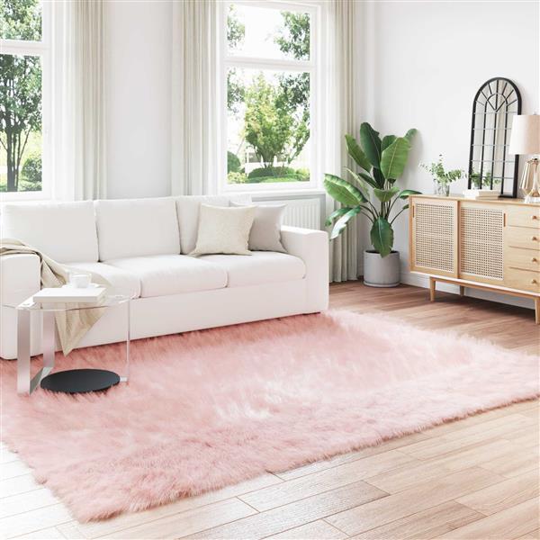 Grote foto vidaxl nep schapenvacht tapijt tafalla roze 200 x 280 cm polyester huis en inrichting vloerbedekking en kleden