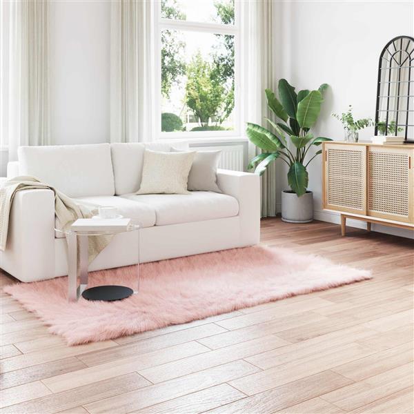 Grote foto vidaxl nep schapenvacht tapijt tafalla roze 100 x 200 cm polyester huis en inrichting vloerbedekking en kleden