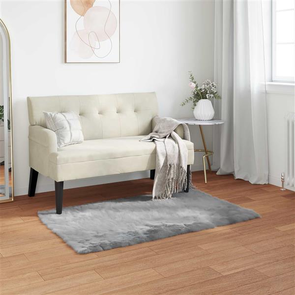 Grote foto vidaxl nep schapenvacht tapijt tafalla grijs 80 x 150 cm polyester huis en inrichting vloerbedekking en kleden