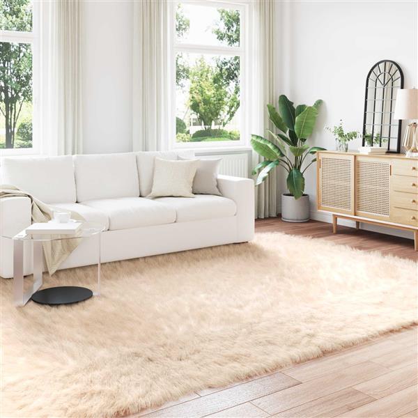 Grote foto vidaxl nep schapenvacht tapijt tafalla beige 240 x 340 cm polyester huis en inrichting vloerbedekking en kleden