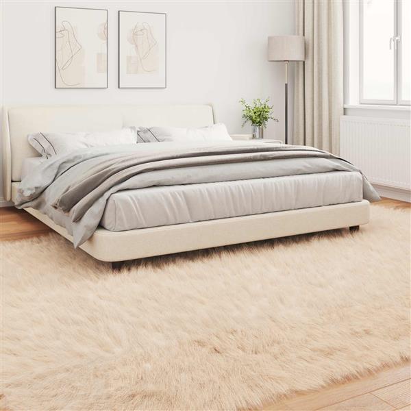 Grote foto vidaxl nep schapenvacht tapijt tafalla beige 200 x 280 cm polyester huis en inrichting vloerbedekking en kleden