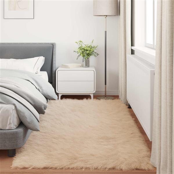 Grote foto vidaxl nep schapenvacht tapijt tafalla beige 100 x 200 cm polyester huis en inrichting vloerbedekking en kleden