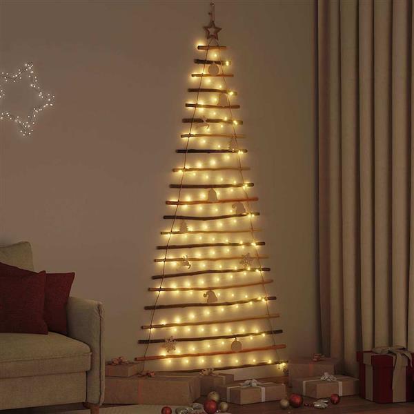Grote foto vidaxl kerstboom met 130 led naturel 210 cm massief essenhout diversen overige diversen