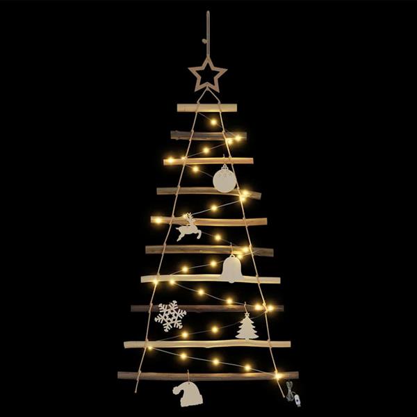 Grote foto vidaxl kerstboom met 30 led naturel 90 cm massief essenhout diversen overige diversen