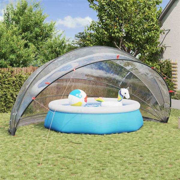 Grote foto vidaxl pooldome doorzichtig 592 x 590 x 275 cm pvc tuin en terras zwembaden toebehoren
