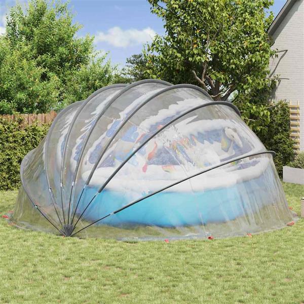 Grote foto vidaxl pooldome doorzichtig 592 x 590 x 275 cm pvc tuin en terras zwembaden toebehoren