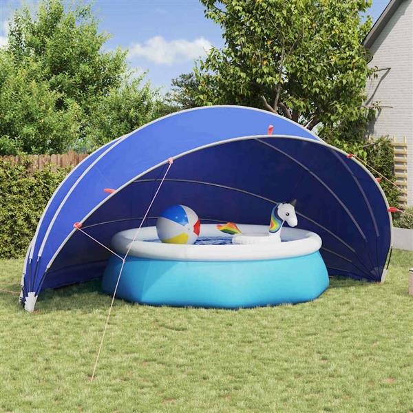 Grote foto vidaxl pooldome blauw 592 x 590 x 275 cm 185t polyester met pu coating tuin en terras zwembaden toebehoren