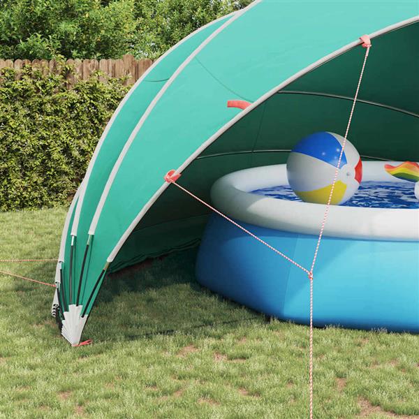 Grote foto vidaxl pooldome groen 592 x 590 x 275 cm 185t polyester met pu coating tuin en terras zwembaden toebehoren