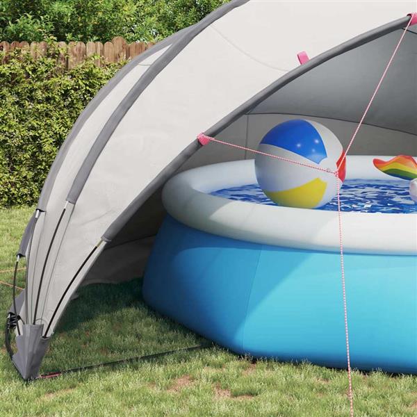 Grote foto vidaxl pooldome grijs en oranje 546 x 516 x 250 cm tuin en terras zwembaden toebehoren