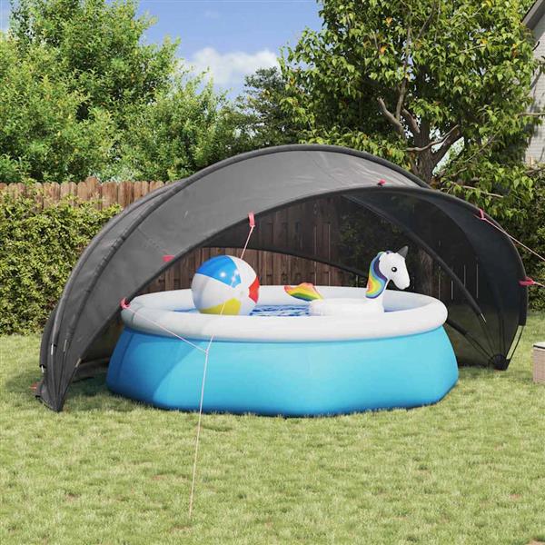 Grote foto vidaxl pooldome zwart 500 x 500 x 236 cm 185t polyester met pu coating tuin en terras zwembaden toebehoren