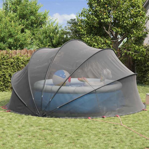 Grote foto vidaxl pooldome zwart 500 x 500 x 236 cm 185t polyester met pu coating tuin en terras zwembaden toebehoren