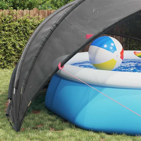 Grote foto vidaxl pooldome zwart 500 x 500 x 236 cm 185t polyester met pu coating tuin en terras zwembaden toebehoren