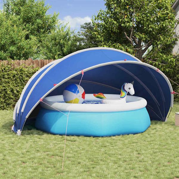 Grote foto vidaxl pooldome blauw 500 x 500 x 236 cm 185t polyester met pu coating tuin en terras zwembaden toebehoren