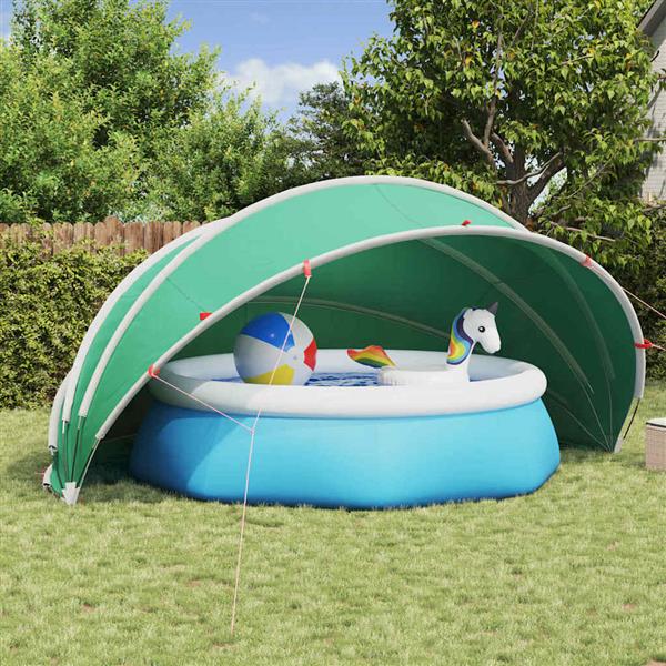 Grote foto vidaxl pooldome groen 500 x 500 x 236 cm 185t polyester met pu coating tuin en terras zwembaden toebehoren