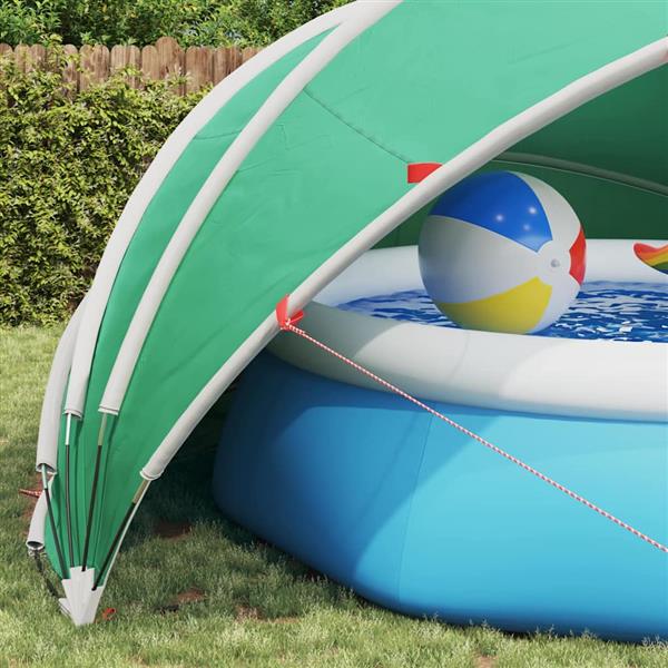 Grote foto vidaxl pooldome groen 500 x 500 x 236 cm 185t polyester met pu coating tuin en terras zwembaden toebehoren