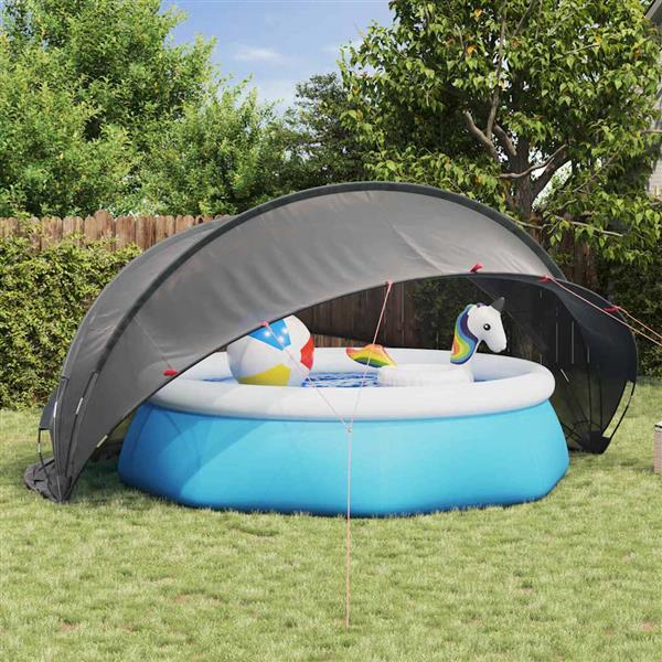 Grote foto vidaxl pooldome zwart 472 x 460 x 229 cm 185t polyester met pu coating tuin en terras zwembaden toebehoren