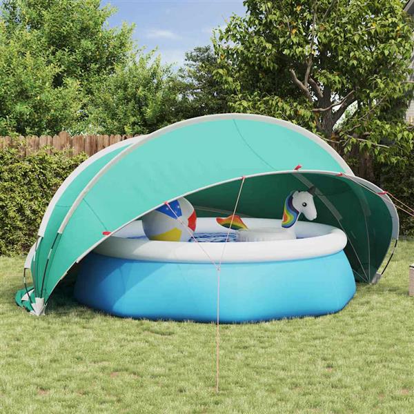 Grote foto vidaxl pooldome groen 472 x 460 x 229 cm 185t polyester met pu coating tuin en terras zwembaden toebehoren