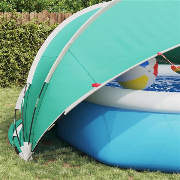 Grote foto vidaxl pooldome groen 472 x 460 x 229 cm 185t polyester met pu coating tuin en terras zwembaden toebehoren