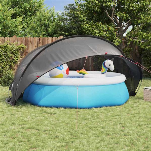 Grote foto vidaxl pooldome zwart 405 x 405 x 192 cm 185t polyester met pu coating tuin en terras zwembaden toebehoren