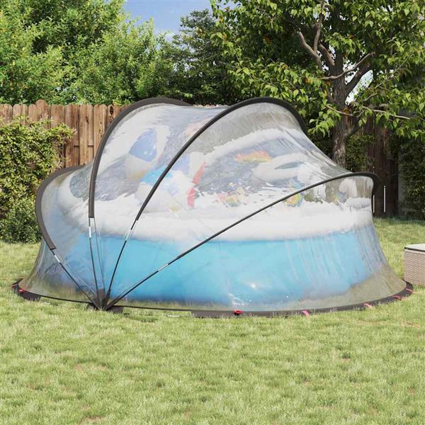 Grote foto vidaxl pooldome doorzichtig 405 x 405 x 192 cm pvc tuin en terras zwembaden toebehoren