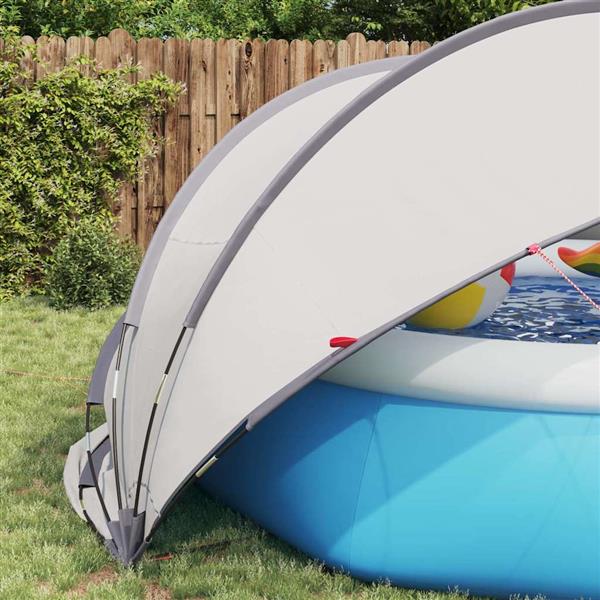 Grote foto vidaxl pooldome grijs en oranje 405 x 405 x 192 cm tuin en terras zwembaden toebehoren