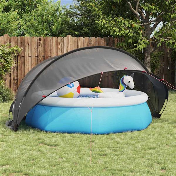 Grote foto vidaxl pooldome zwart 336 x 322 x 160 cm 185t polyester met pu coating tuin en terras zwembaden toebehoren