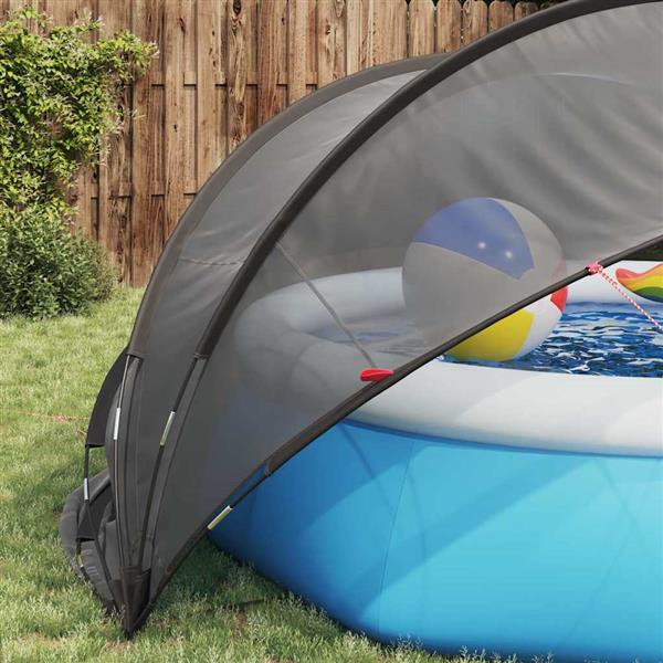 Grote foto vidaxl pooldome zwart 336 x 322 x 160 cm 185t polyester met pu coating tuin en terras zwembaden toebehoren