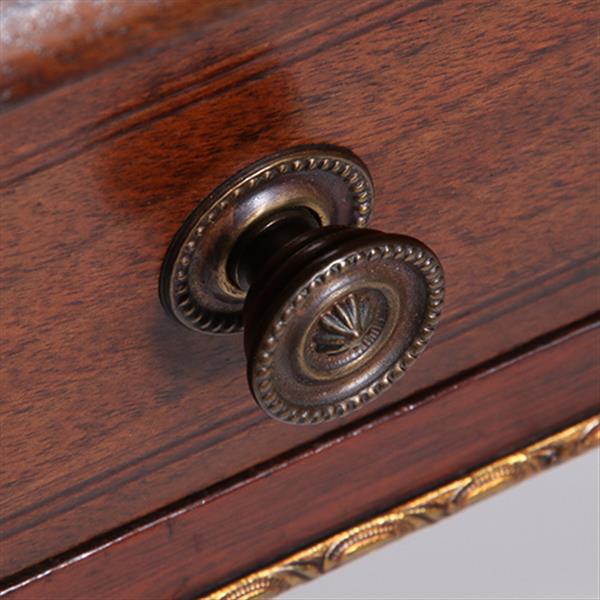 Grote foto sidetable of kleine schrijftafel met 2 laden en groenbruin leer ingelegd no.350208 antiek en kunst stoelen en banken