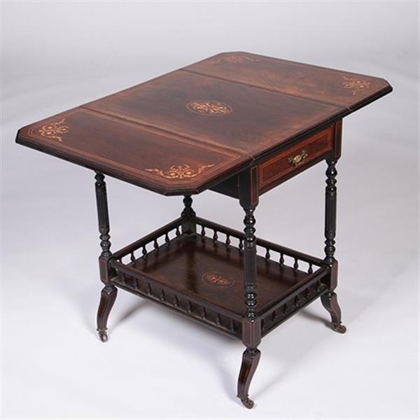 Grote foto drankentafel met 2 hangoren en lade rijk en prachtig ingelegd no.342040 antiek en kunst stoelen en banken