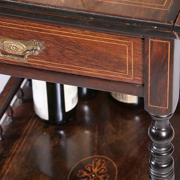 Grote foto drankentafel met 2 hangoren en lade rijk en prachtig ingelegd no.342040 antiek en kunst stoelen en banken