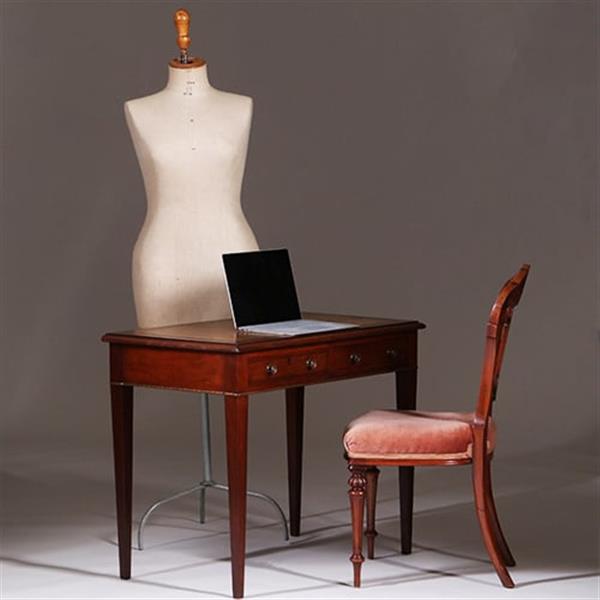 Grote foto sidetable of kleine schrijftafel met 2 laden en groenbruin leer ingelegd no.350208 antiek en kunst stoelen en banken